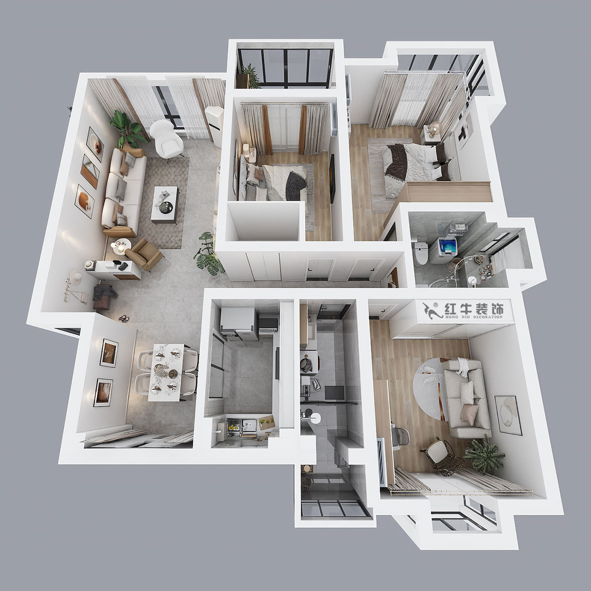 吴波｜仁恒翠竹园33-504-138㎡-现代风格｜3室2厅2卫｜新房装修｜定制家￥155631｜全包15